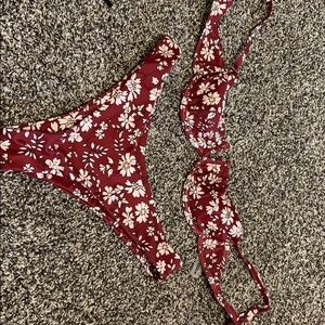 Floral v wire bikini set